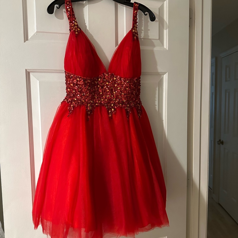 Sherri Hill Red Sequin Prom Dress